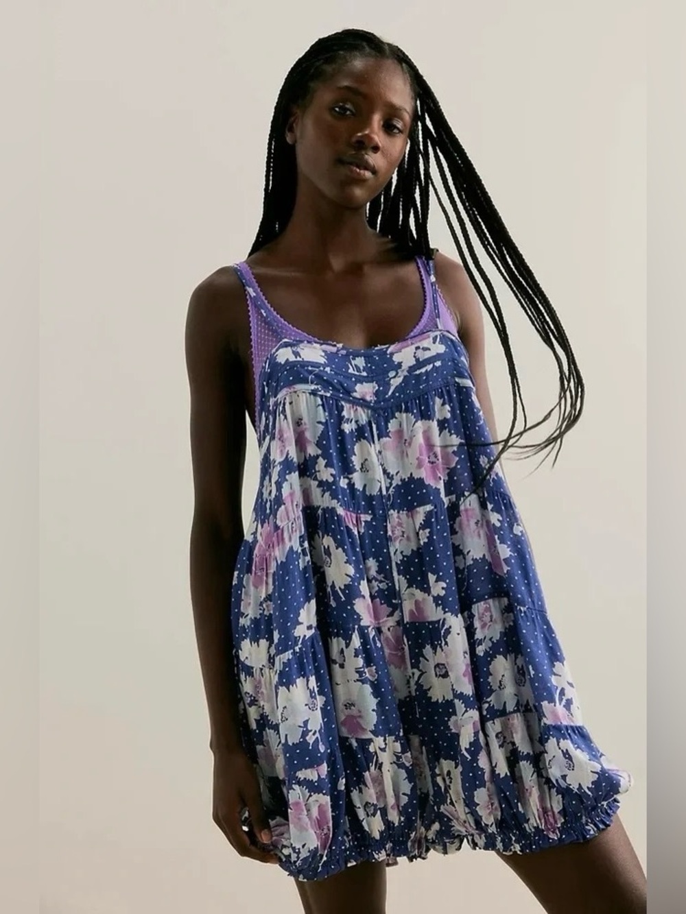 Free People Printed Crush & Blush Playsuit - Deep Sea Combo - Picture 4 of 9